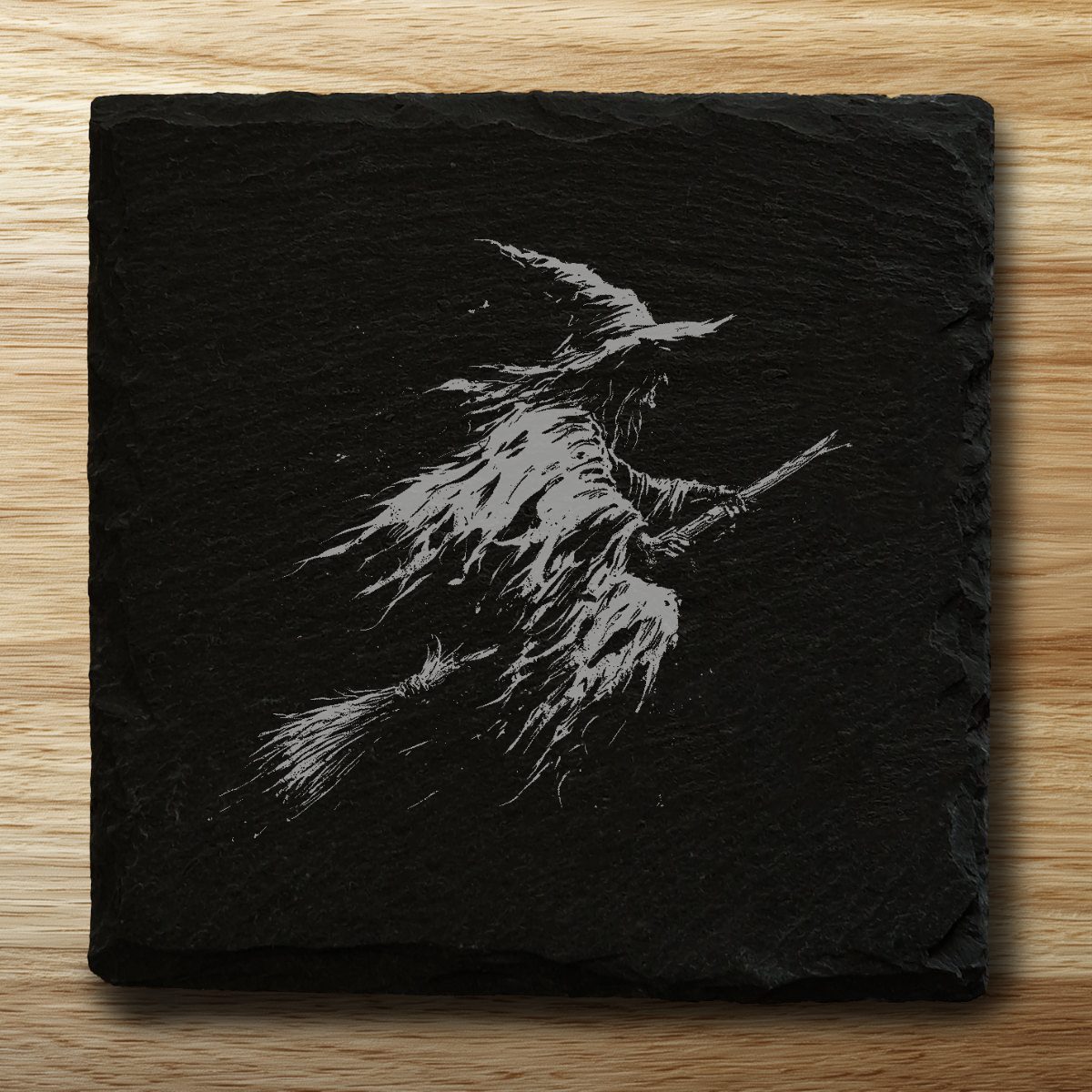 Halloween - Witch on a broomstick - square